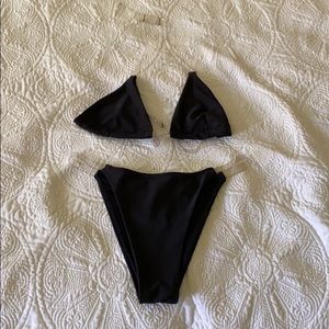 clear strap black bikini set